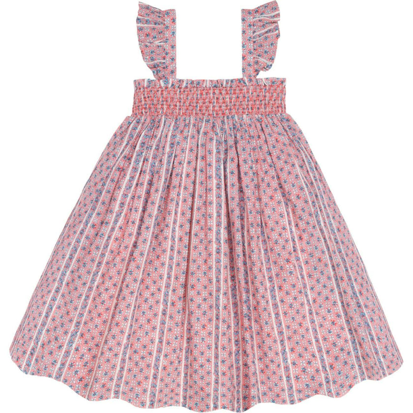 girls rosa vine smocked dress with flutter sleeves