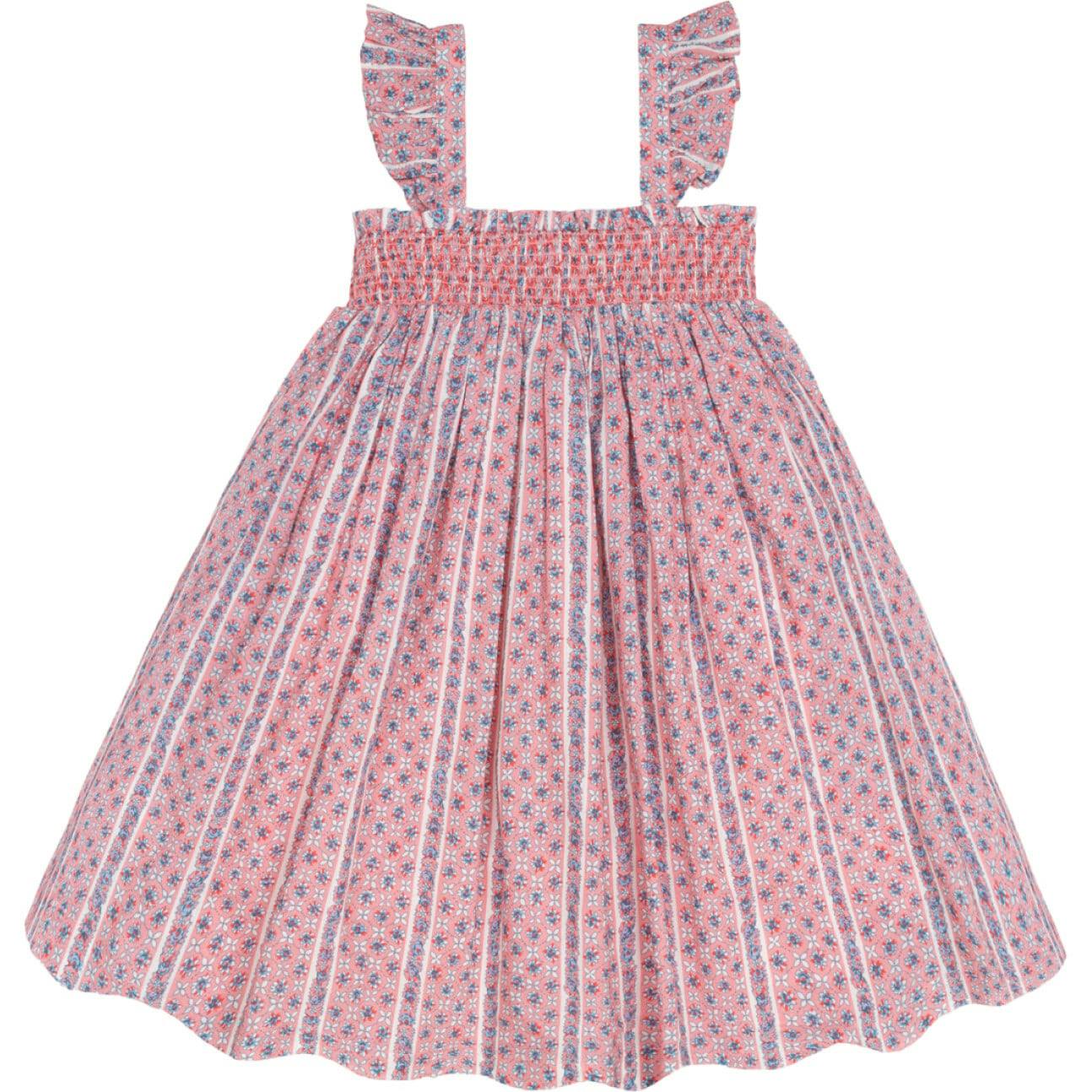 girls rosa vine smocked dress with flutter sleeves