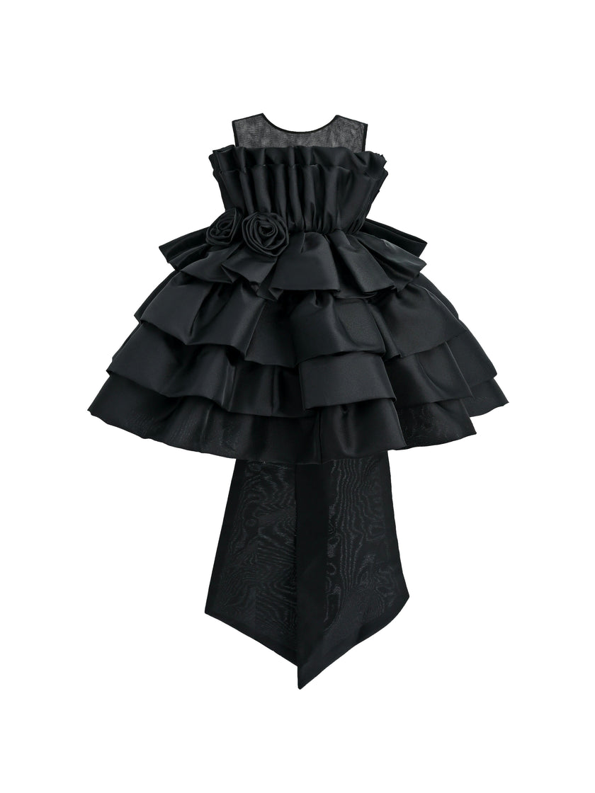 Black Tiered Bow Dress