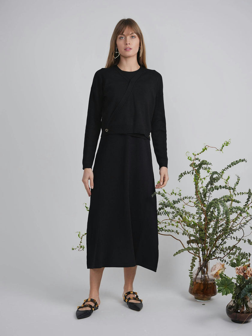 Cropped Double Breasted Wrap Sweater