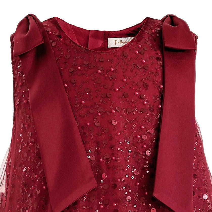 Red Sequin Feather Dress