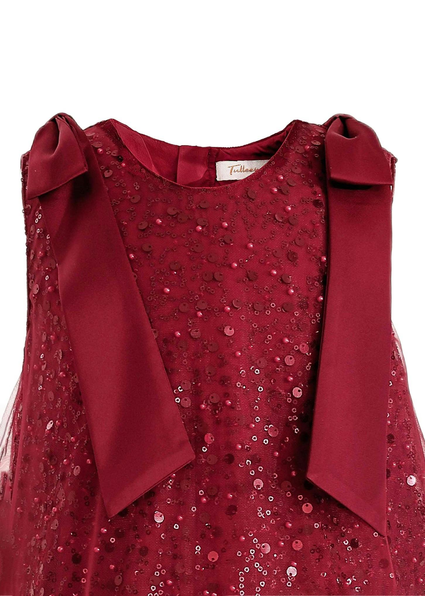 Red Sequin Feather Dress