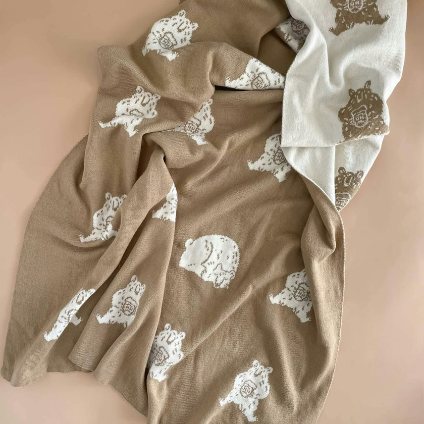 Organic Cotton Blanket, Honey Bear