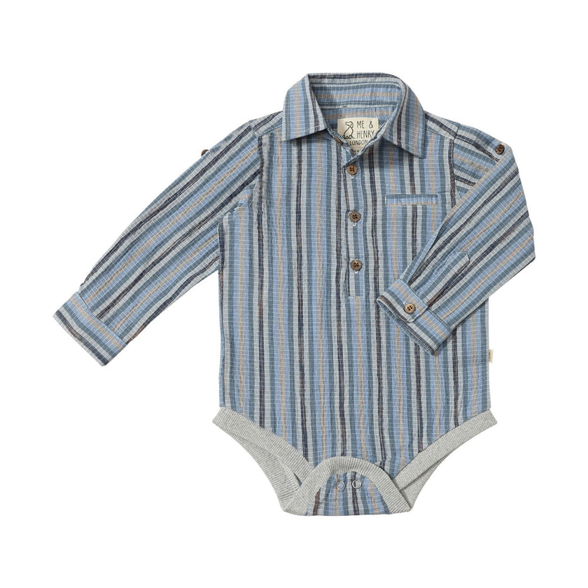 JASPER Navy Multi Plaid Woven Onesie
