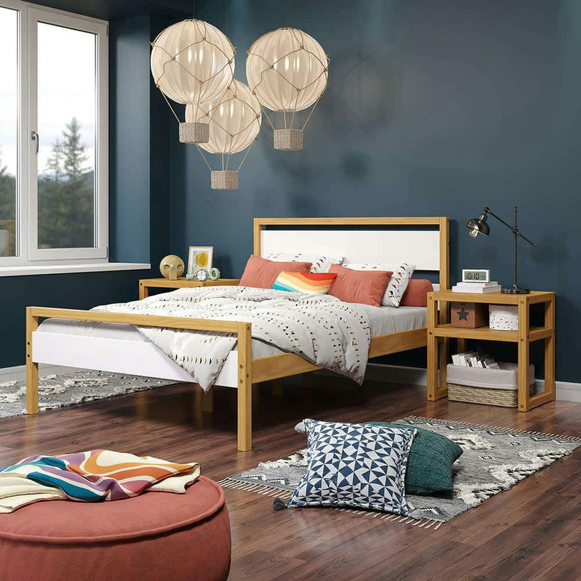 Quadra Full Bed - White & Natural