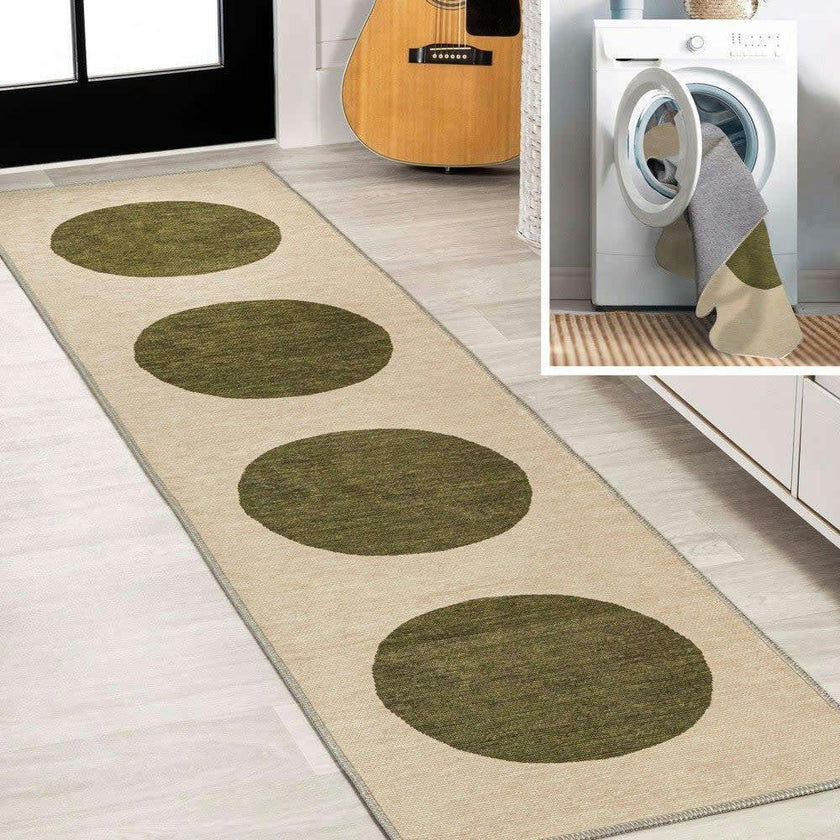 Cirkel Minimalist Geometric Dot Machine-washable Area Rug