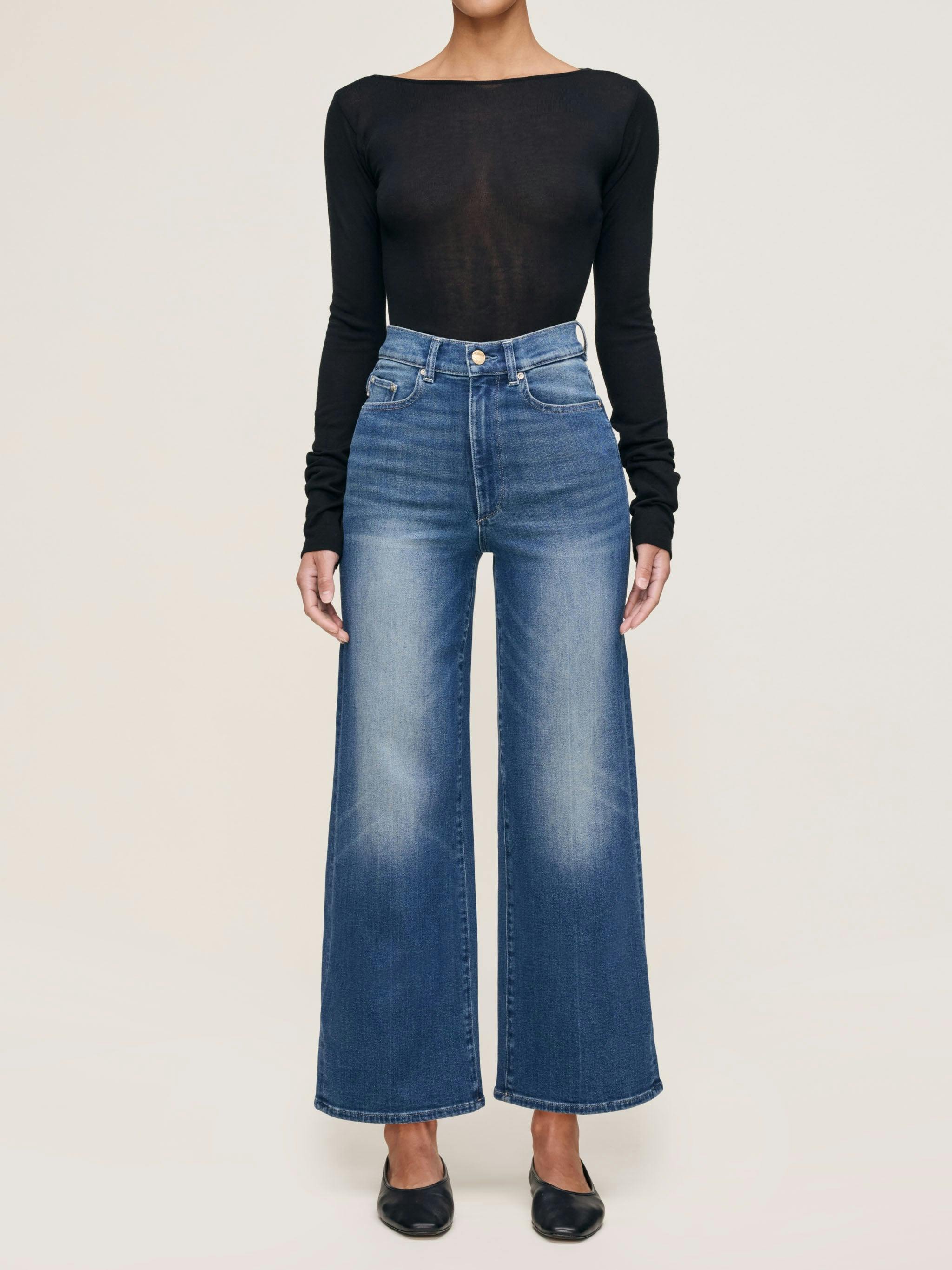 Hepburn Wide Leg High Rise Ankle Jeans Oceanside