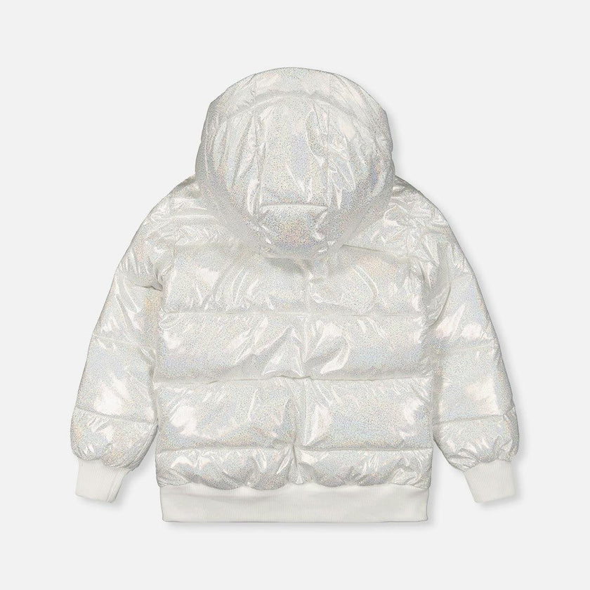 Winter Puffy Jacket White Glitter