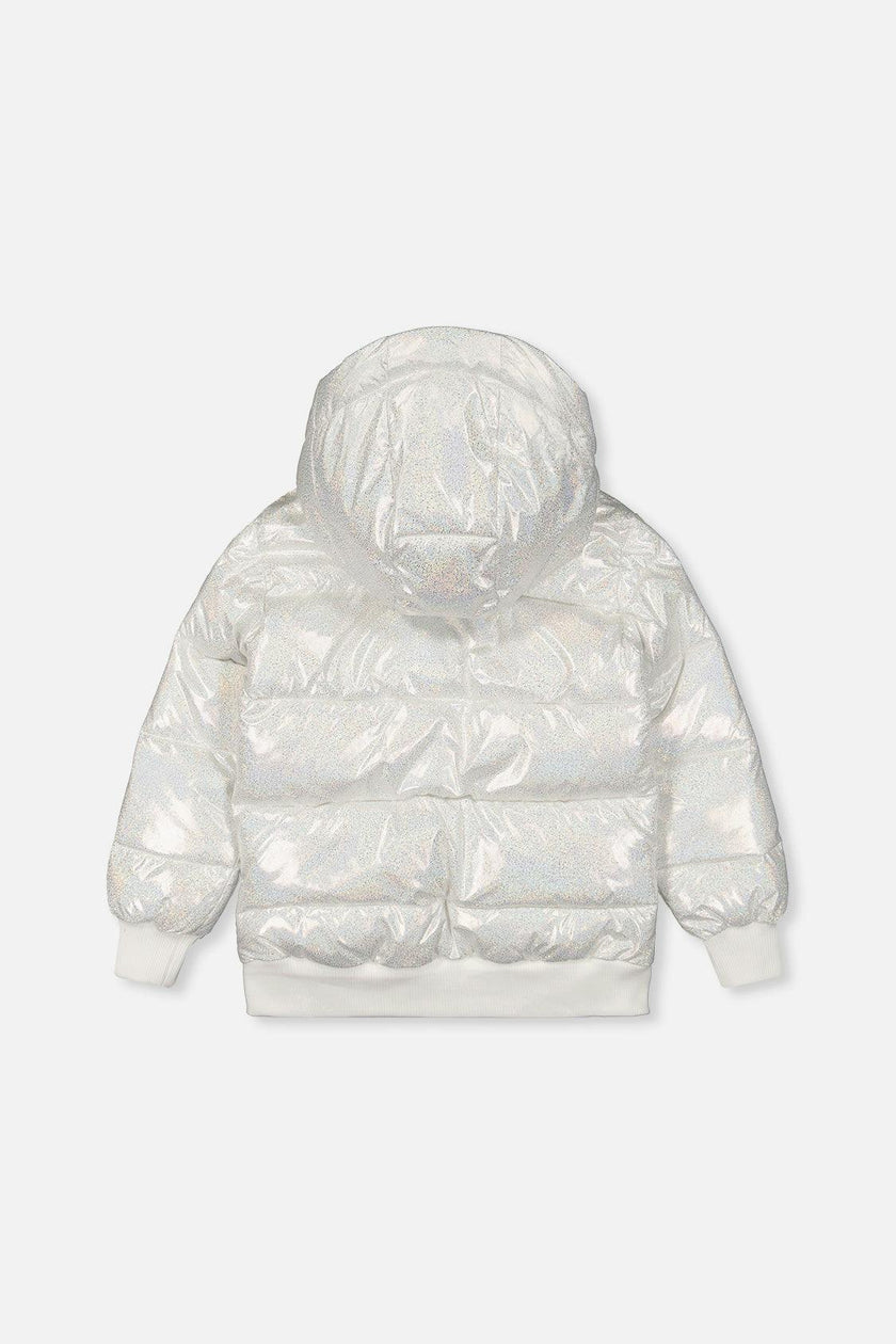 Winter Puffy Jacket White Glitter