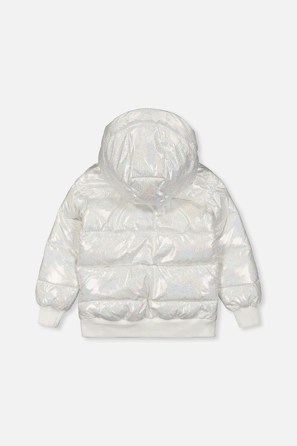 Winter Puffy Jacket White Glitter