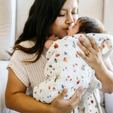 Cotton Muslin Baby Quilt - Mushrooms