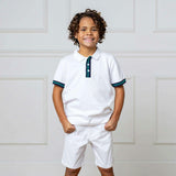 Organic Short Sleeve Knit Pique Polo Shirt, White