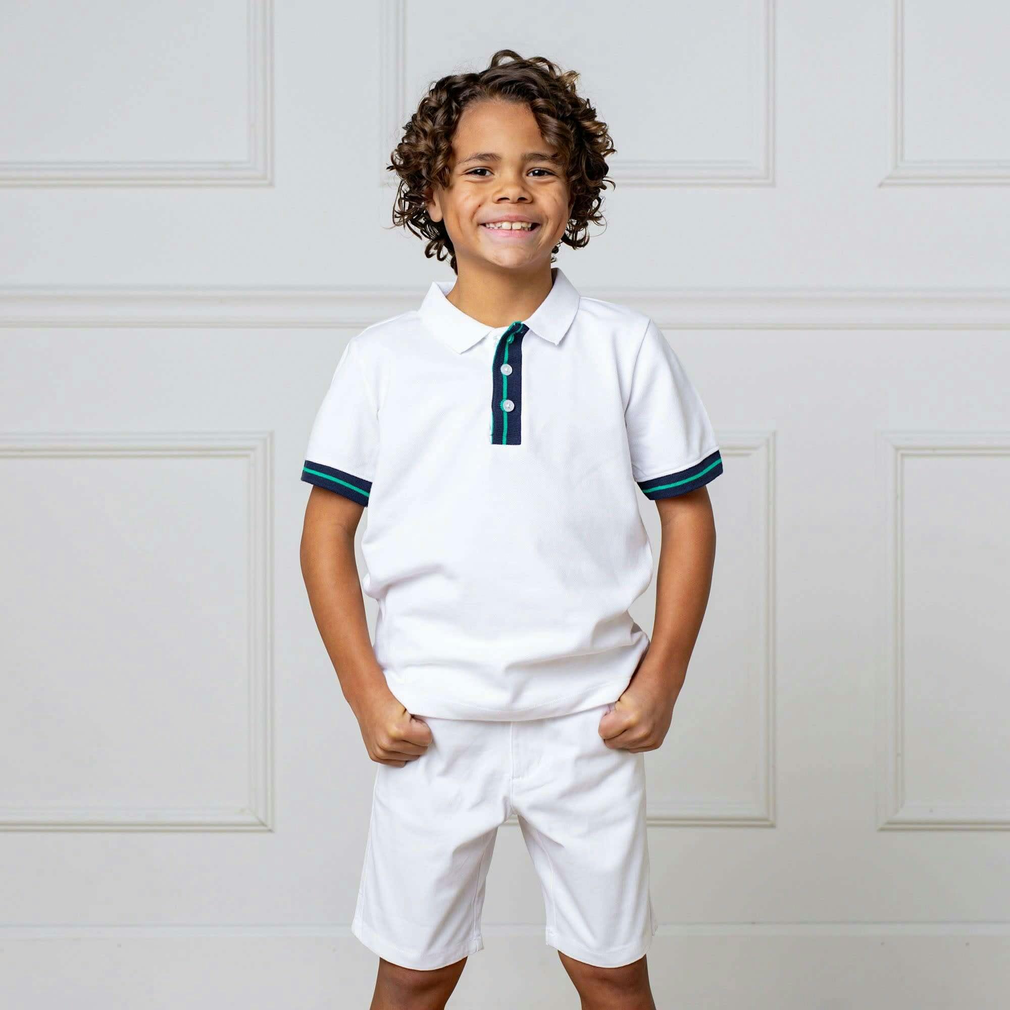 Organic Short Sleeve Knit Pique Polo Shirt, White
