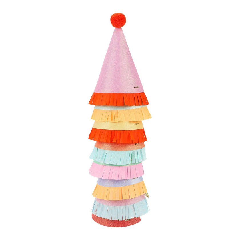 Packed Party Top Off the Fun Mini Glitter Party Hats Set of 8 - Shimmering Glitter Hats with Pom Pom Tops and Gold Elastic Straps, One Size Fits All