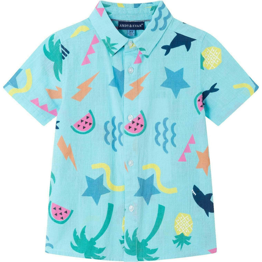 Kids 2-Piece Fun Print Matching Buttondown Set