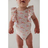 Baby Girl Ruffle Sleeve Cross Back Swimsuit
