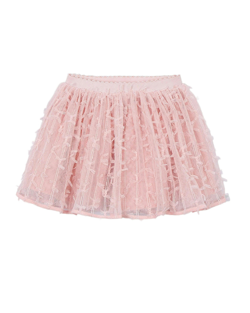 Pink Tulle Skirt With Layered Texture