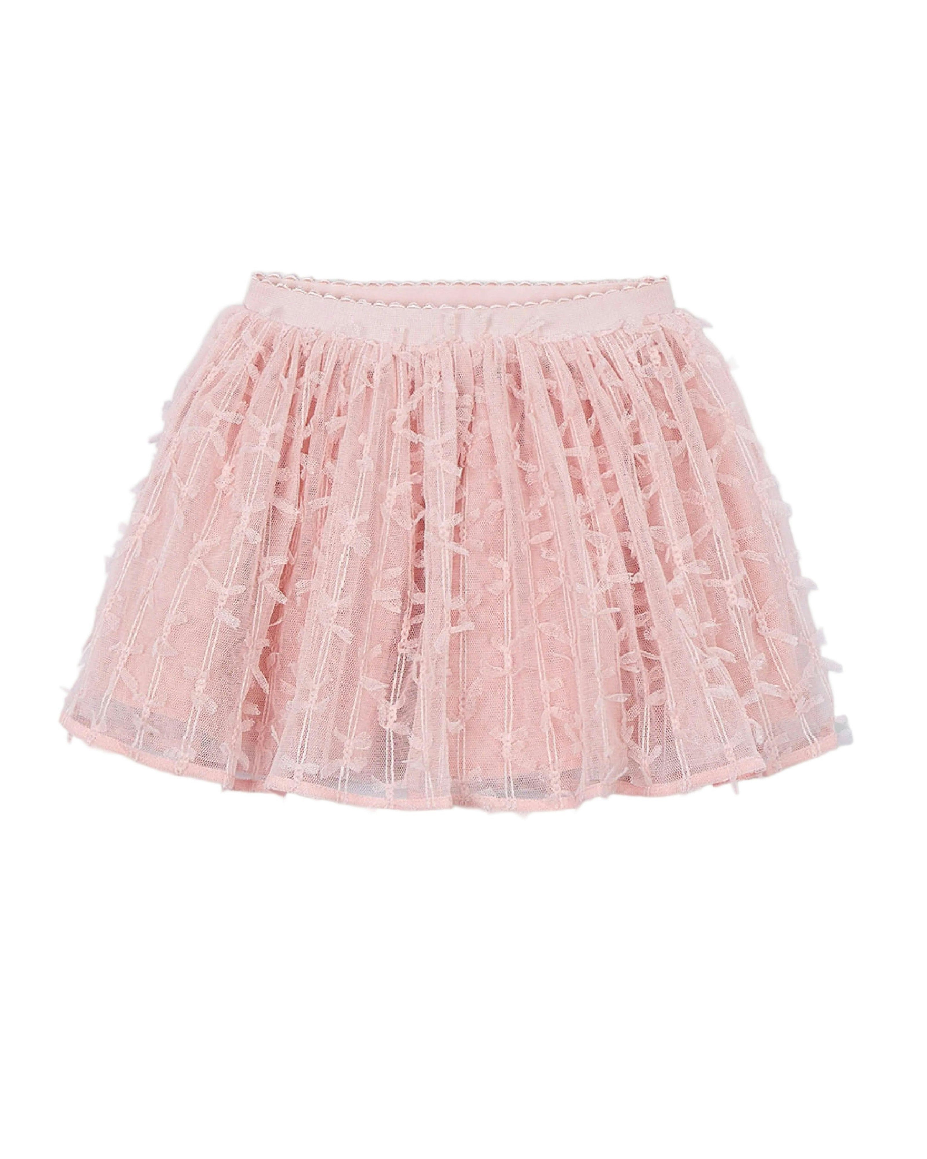 Pink Tulle Skirt With Layered Texture