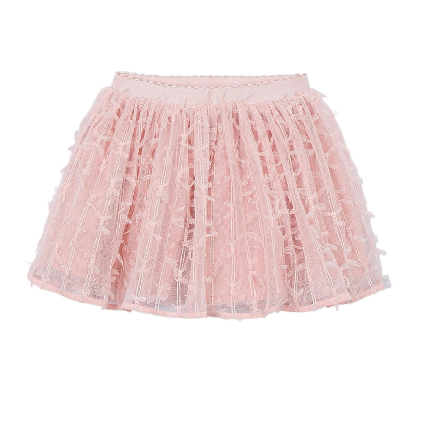 Pink Tulle Skirt With Layered Texture
