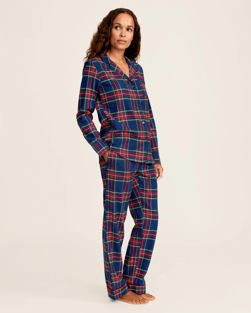 Women's Brushed Twill Pajama Set in Windsor Tartan
