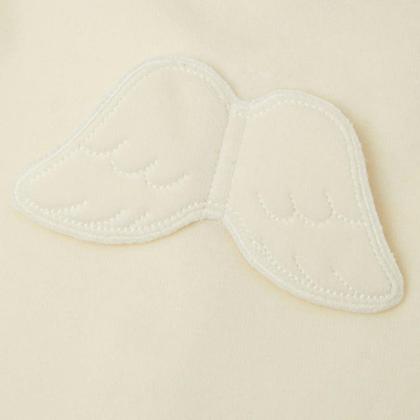 Velour Angel Wing™ Footless Sleepsuit - Cream