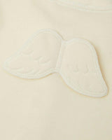 Velour Angel Wing™ Footless Sleepsuit - Cream