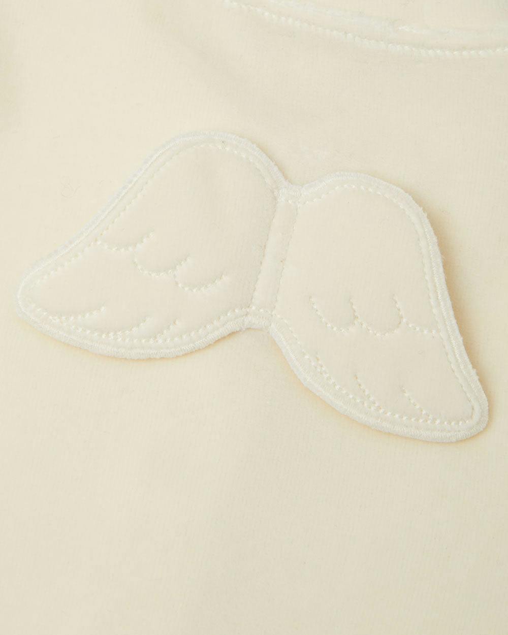 Velour Angel Wing™ Footless Sleepsuit - Cream