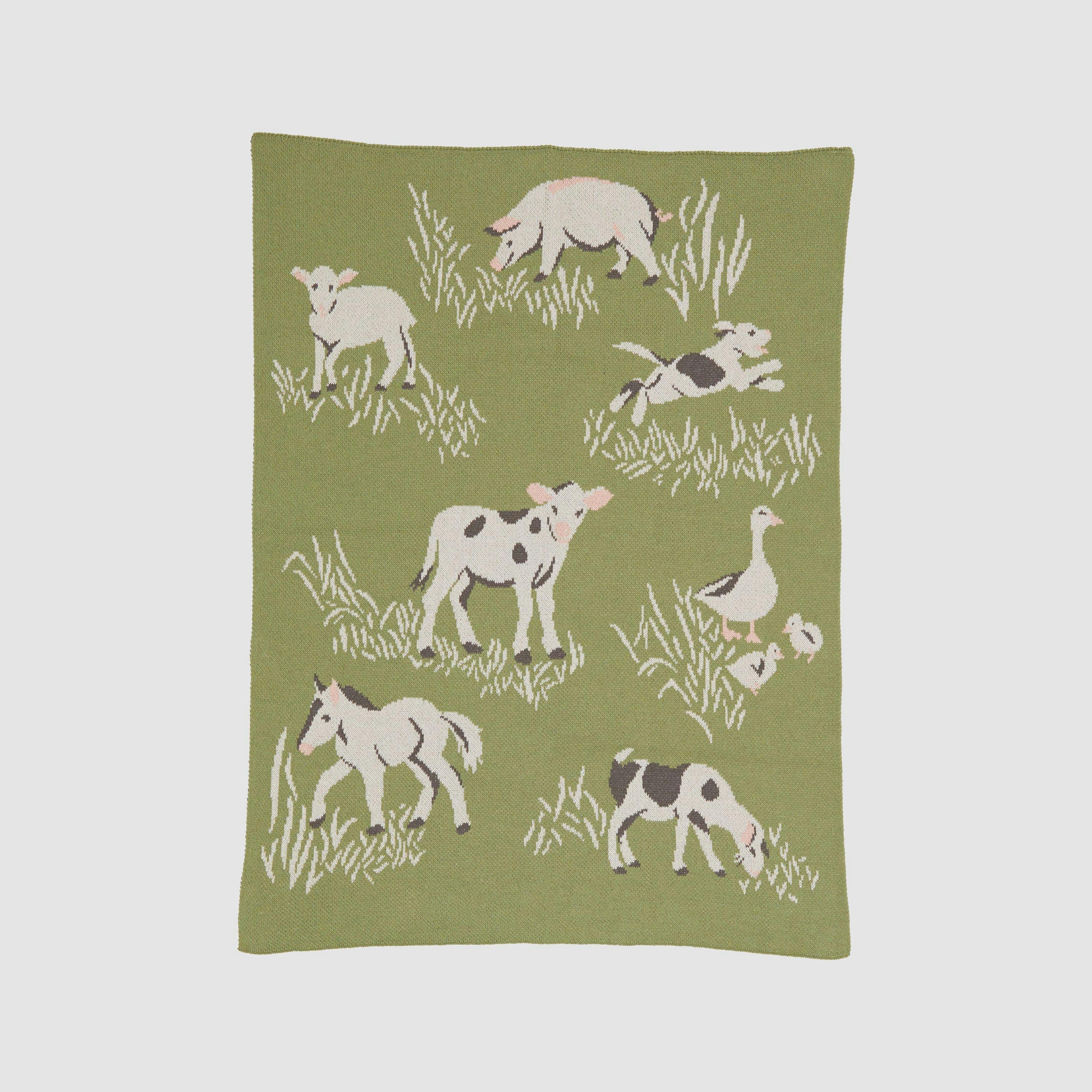 Baby Cotton Knit Blanket - Farm