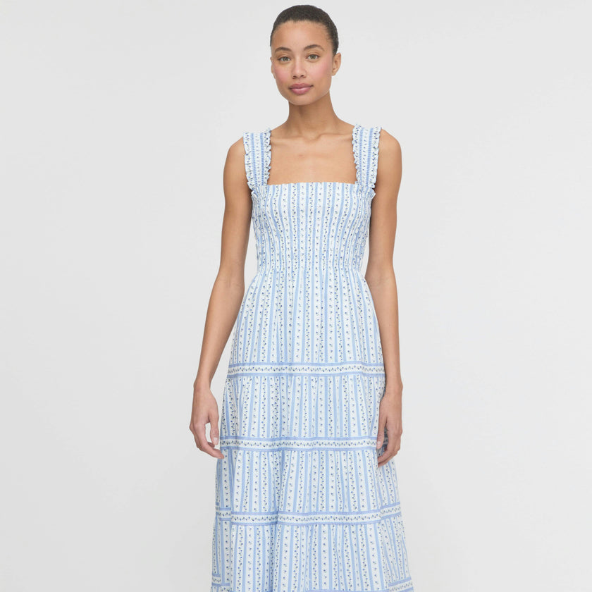 The Kimmy Nap Dress - Blue Petal Stripe