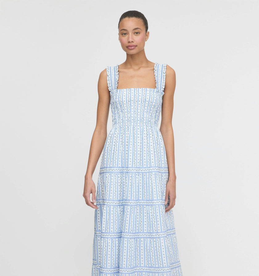 The Kimmy Nap Dress - Blue Petal Stripe