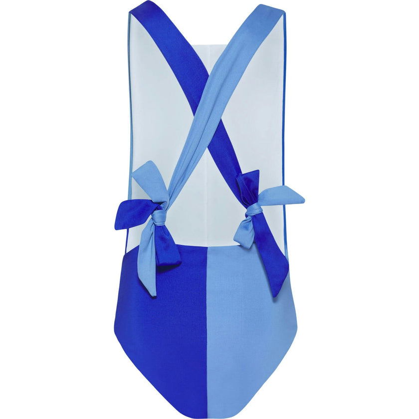 The Chelsea Low Back 2-Tone One-Piece Swimsuit, Blue Deep