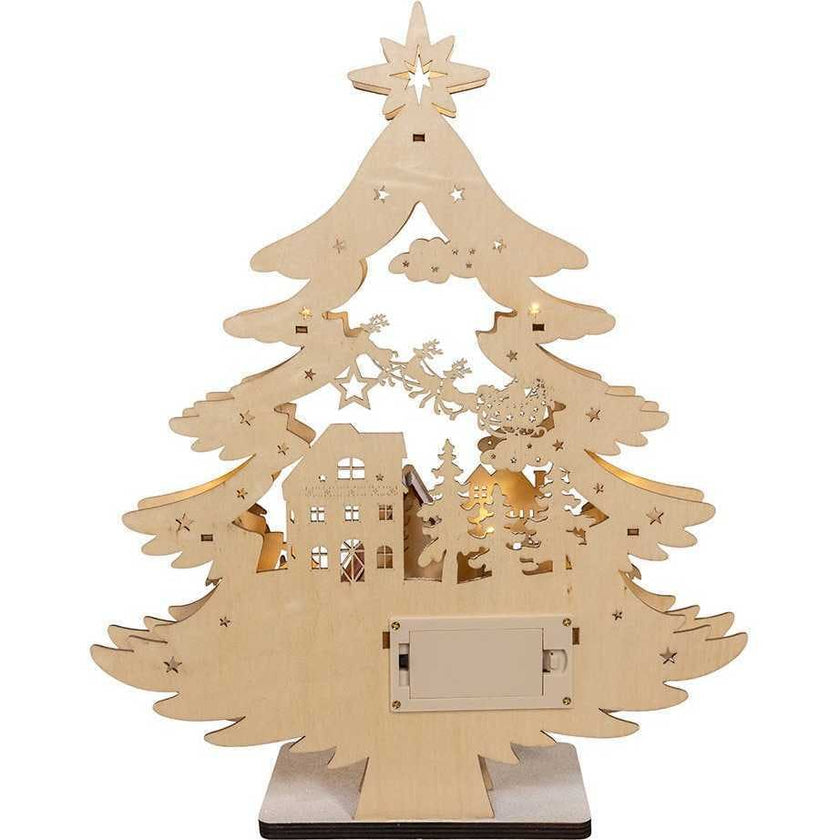 15-Inch Battery Operated 10-Light Tree With Village Scene