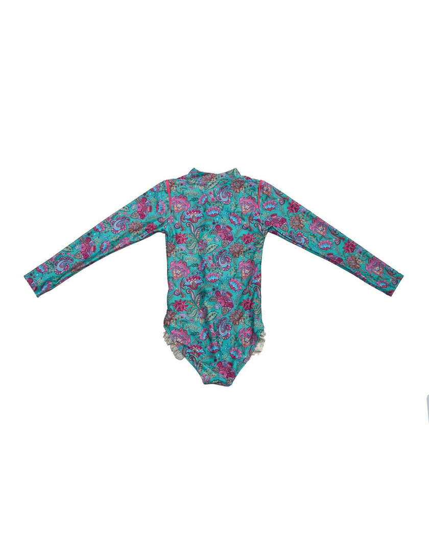 Long Sleeve Zip One Piece Swimsuit