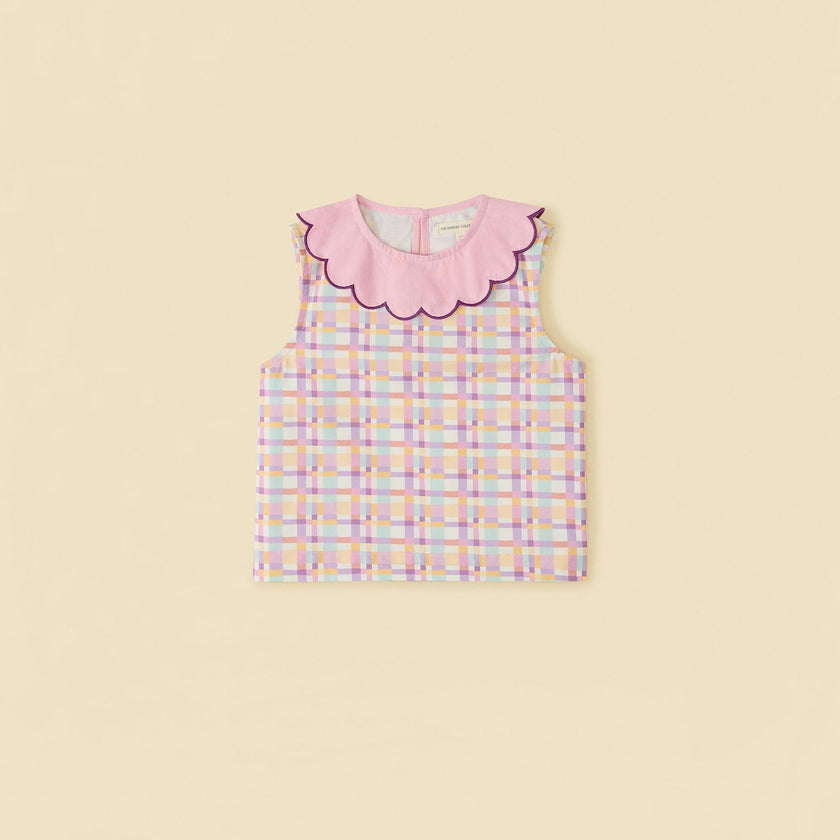 Organic Picnic Top in Scallop Plaid