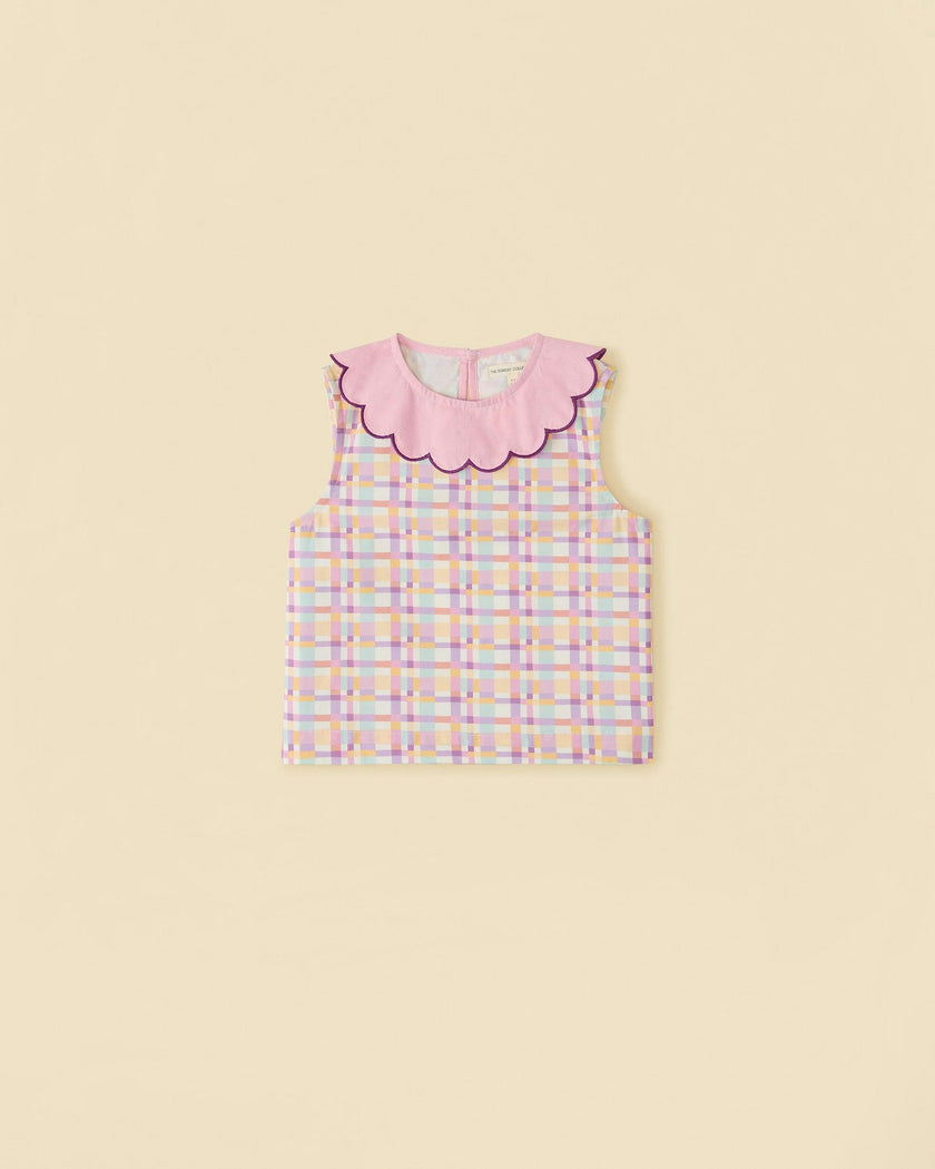 Organic Picnic Top in Scallop Plaid