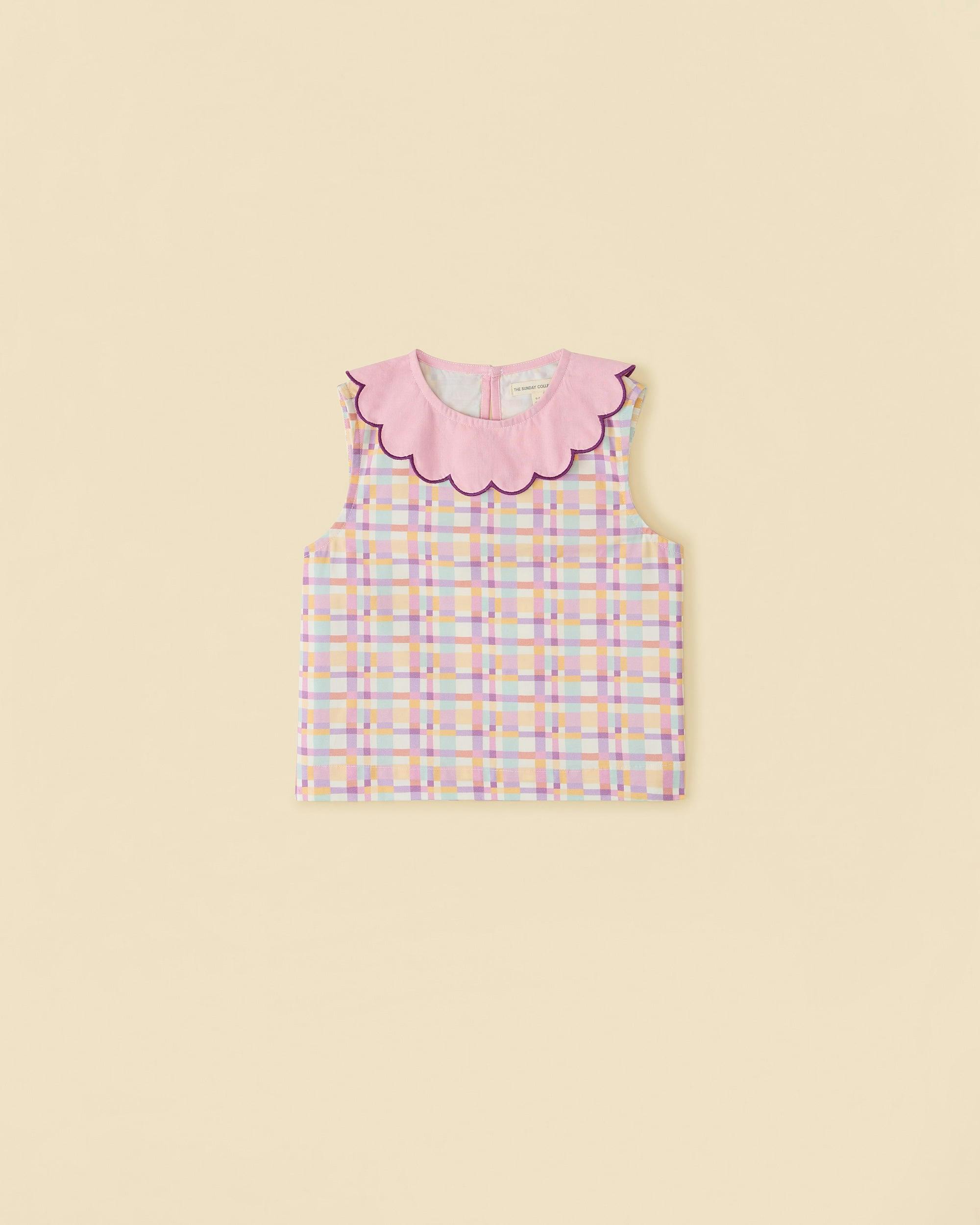 Organic Picnic Top in Scallop Plaid
