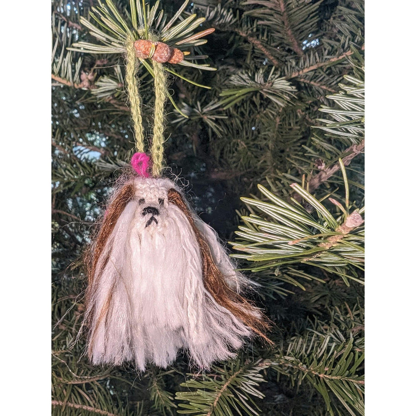 Shih Tzu Dog Hand Knit Christmas Ornament