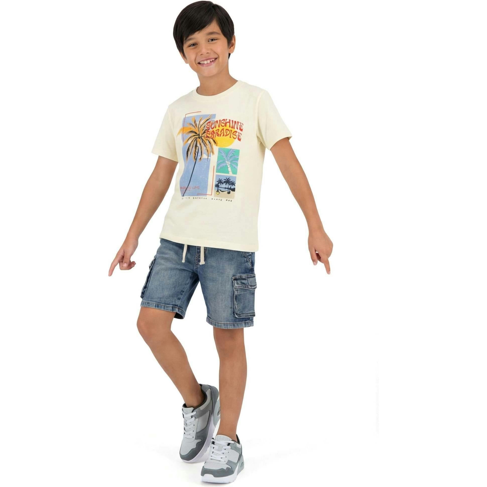 Big Kid Boys Graphic Tee | White Palm Tree