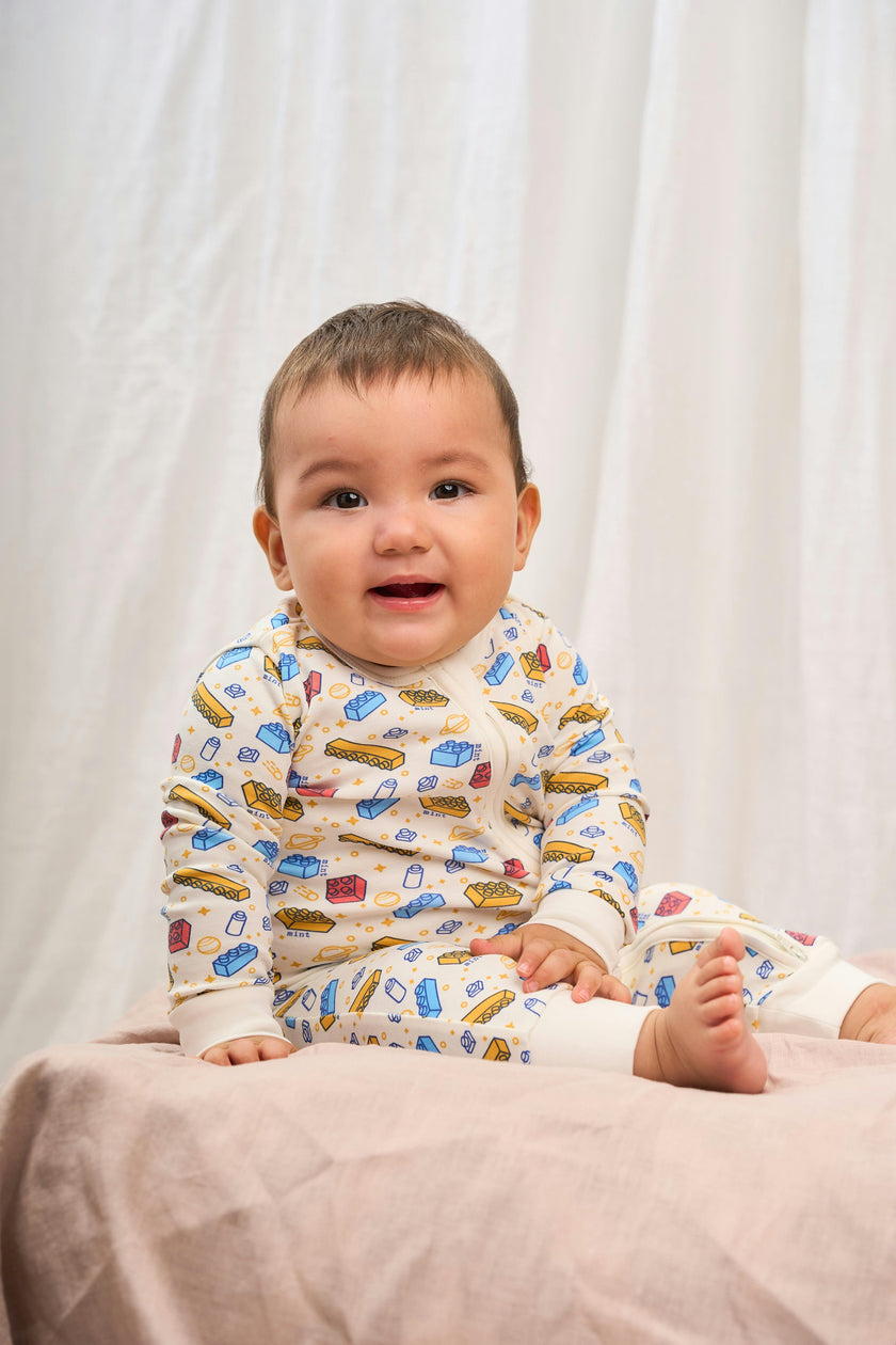 Creative Blocks Zip-up Baby Bodysuit