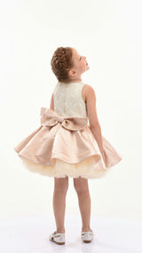 Rose Gold Elwood Satin Bow Dress