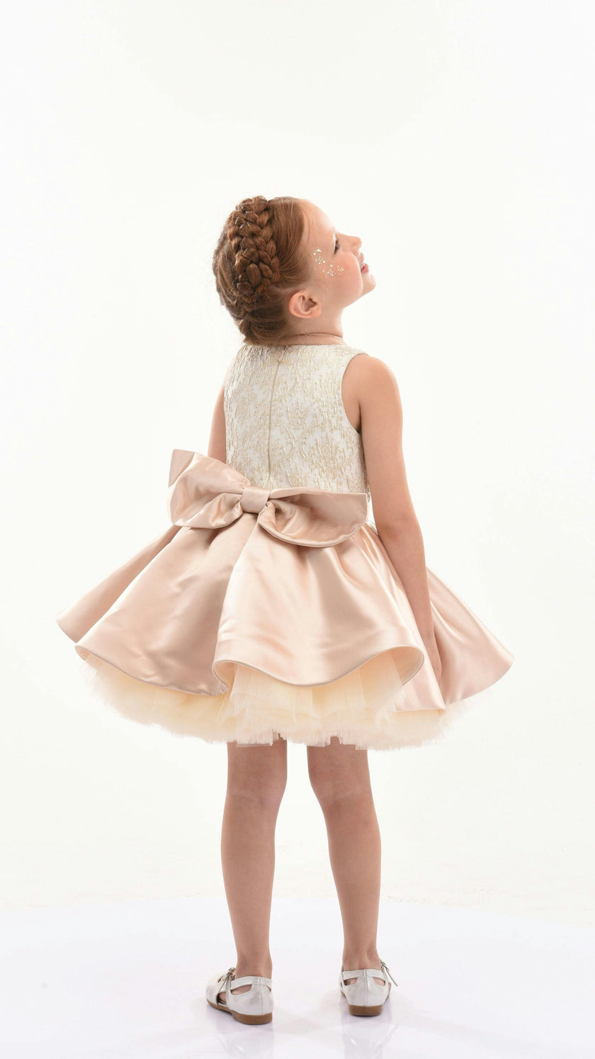 Rose Gold Elwood Satin Bow Dress
