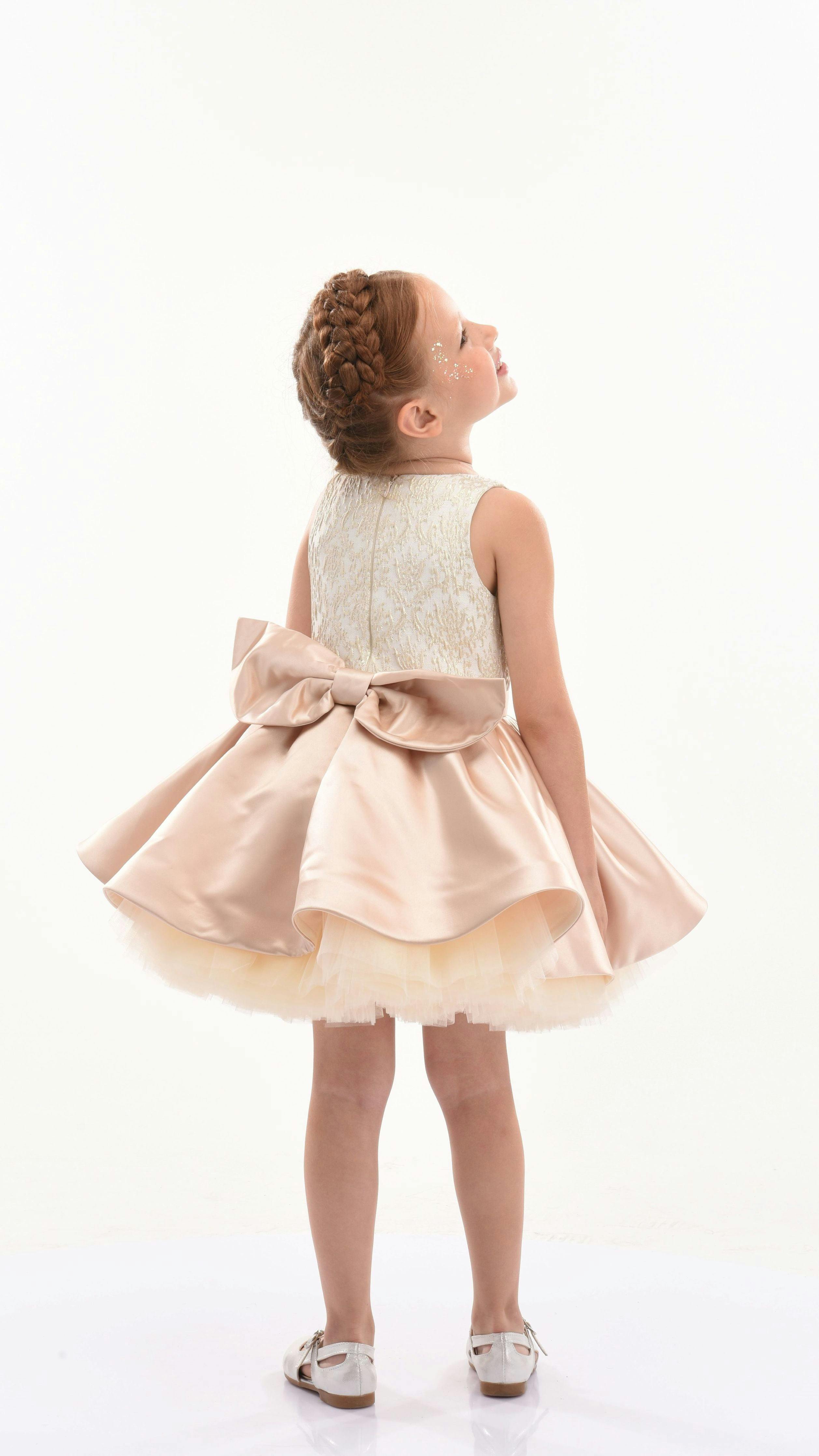 Rose Gold Elwood Satin Bow Dress