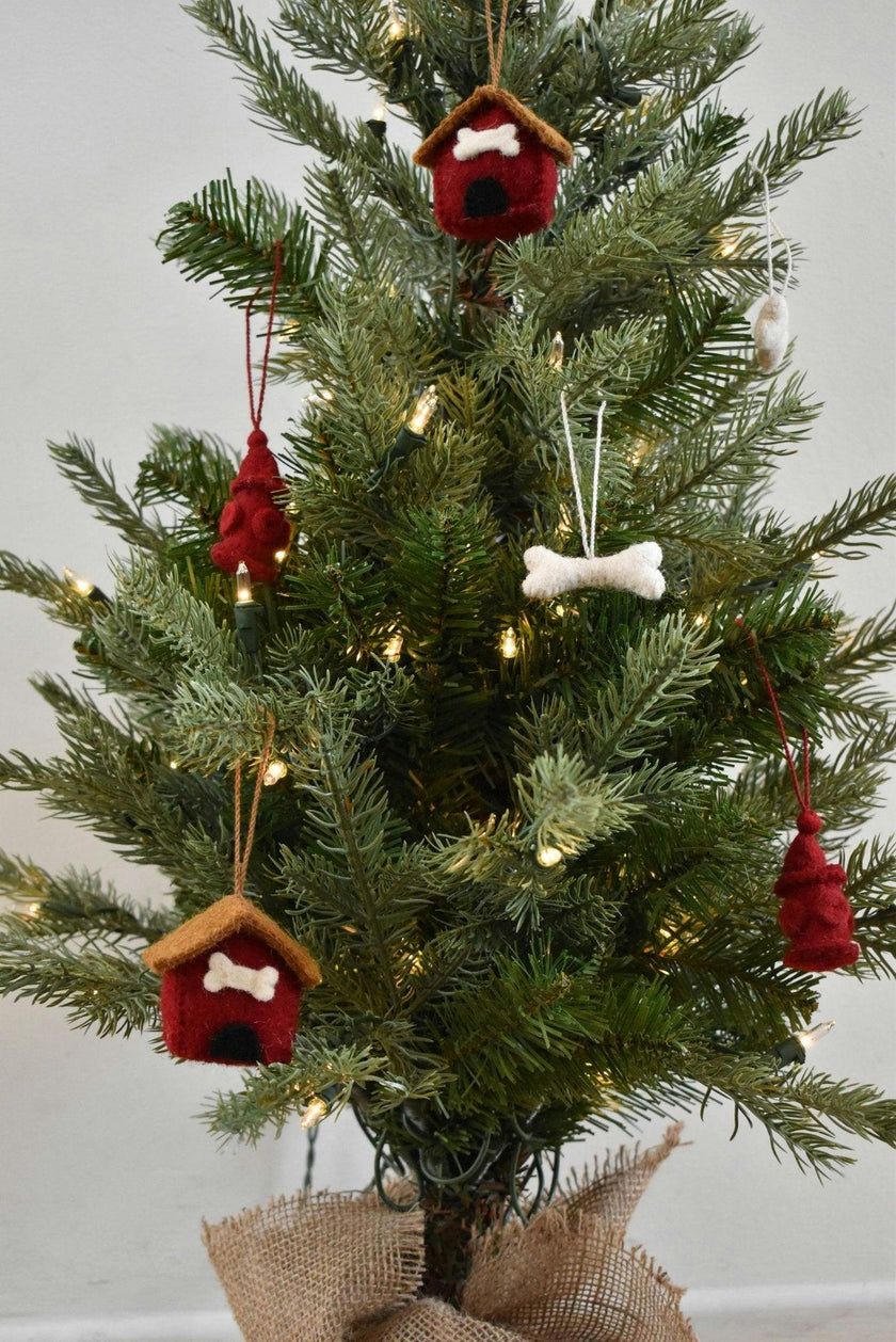 Dog Themed Christmas Decoration Set for Table Top Trees - 9 Pieces