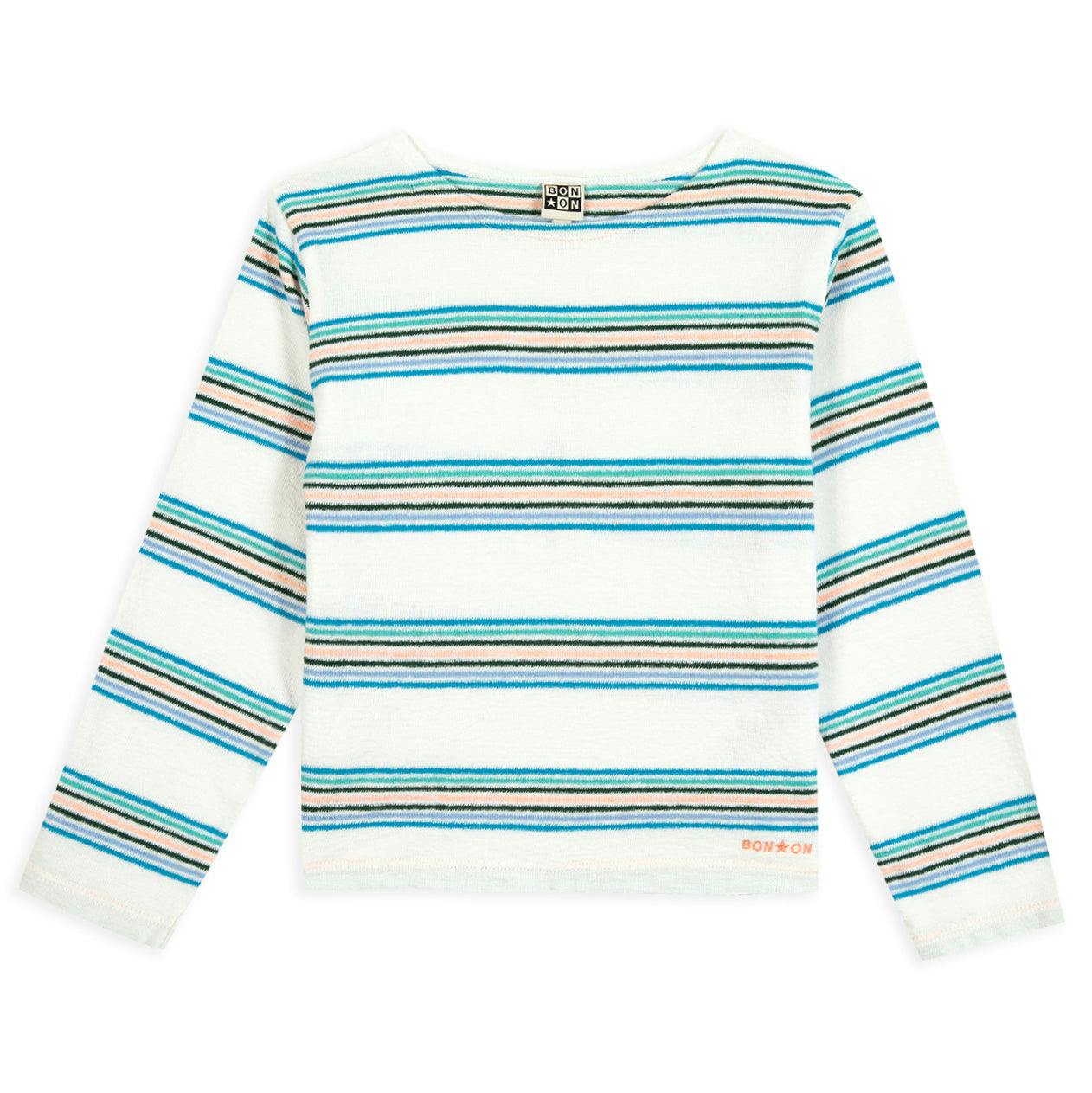 BONTON Rainbow Stripe T-Shirt - Ecru Bonton
