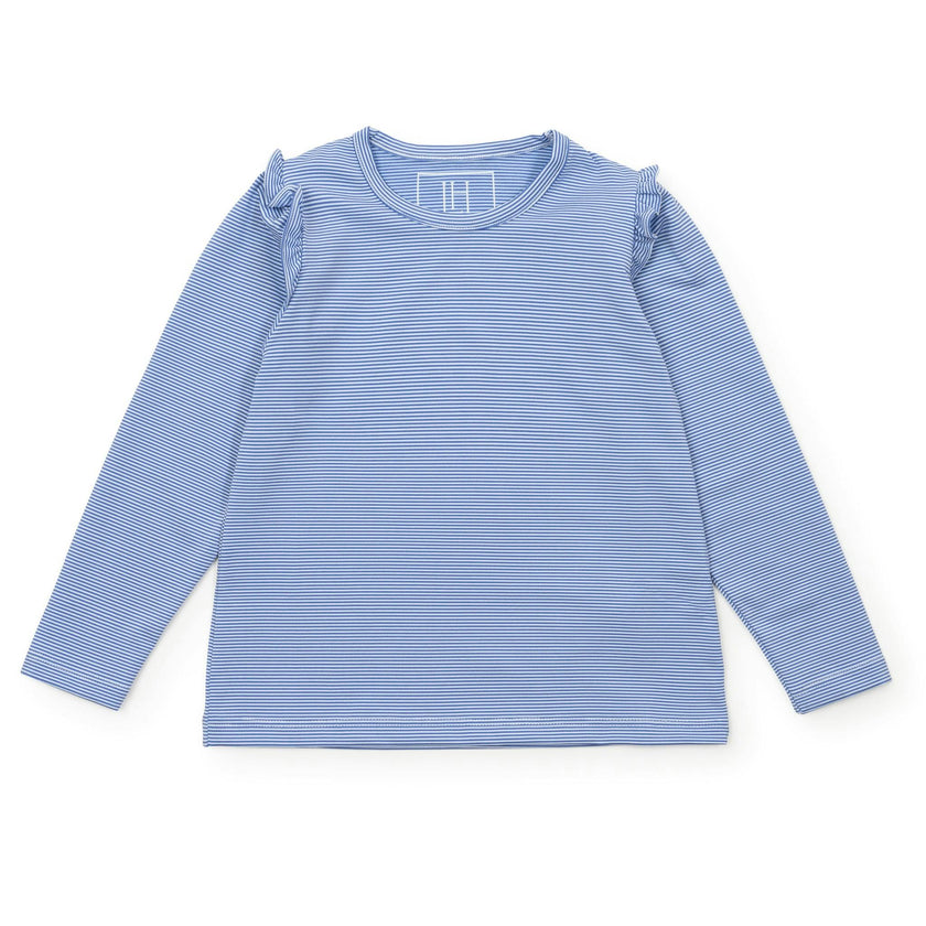 Mia Girls' Longsleeve Performance Top by LH Sport Blue Stripes