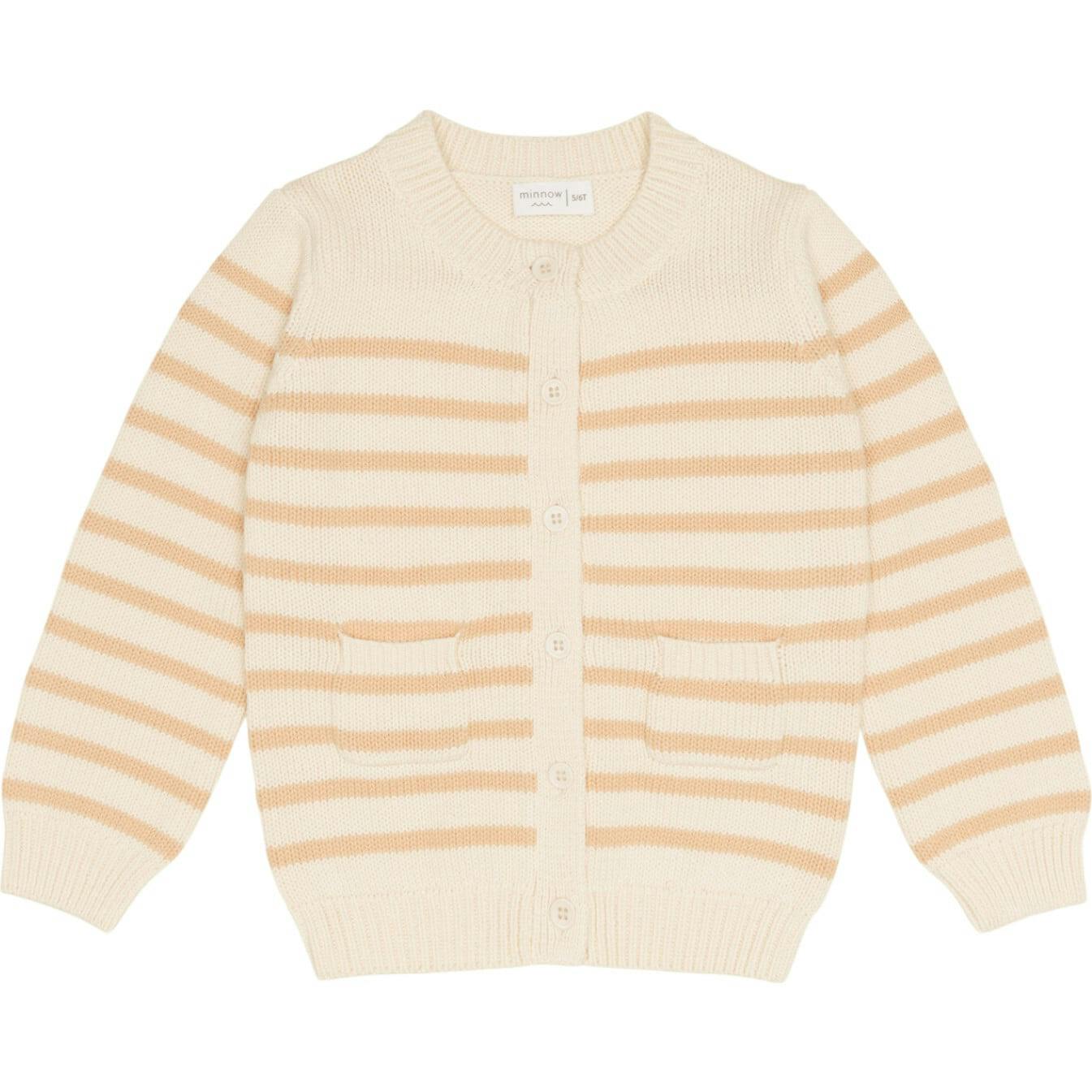 unisex cream and tan stripe knit cardigan