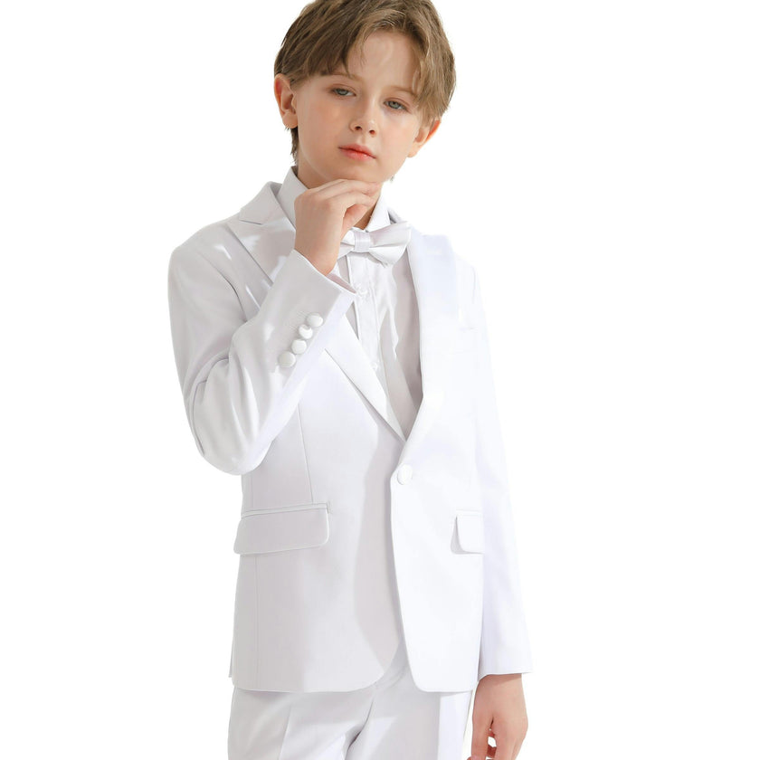 White Peak Lapel Trim Wool Suit