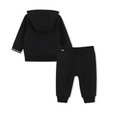 Black Zip-Up Tracksuit Set