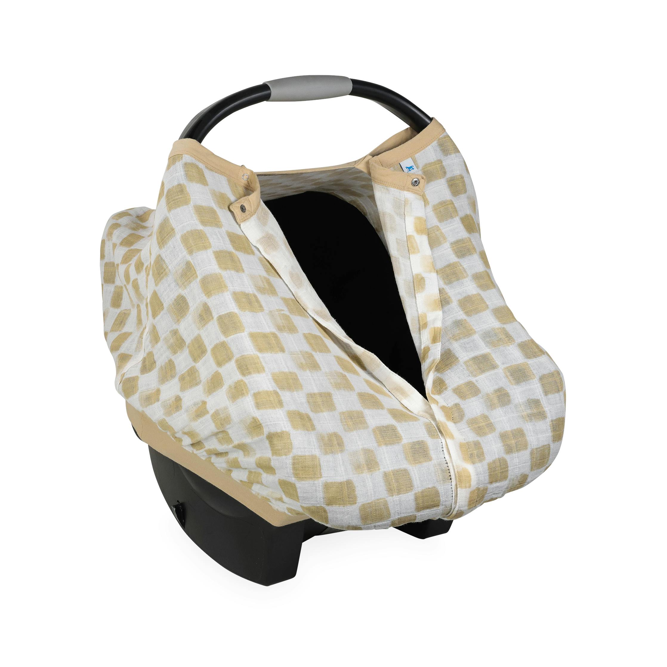 Cotton Muslin Car Seat Canopy - Adobe Checker