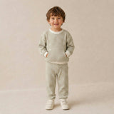 Organic Tee & Pant Slouch Set - Olive Stripes